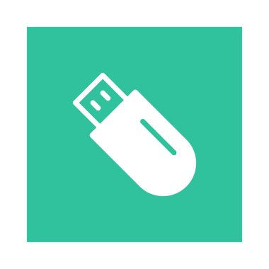 Usb sürücü düz simgesi beyaz arka plan, vektör, illüstrasyon izole