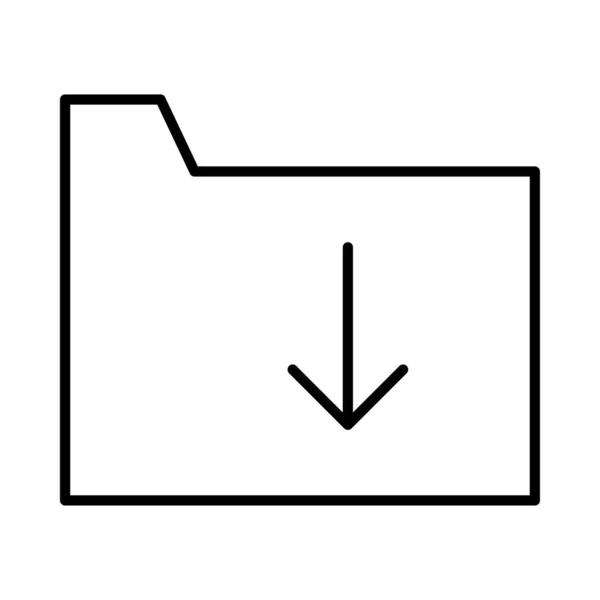 Dossier Avec Flèche Téléchargement Icône Plate Isolée Sur Fond Blanc — Image vectorielle