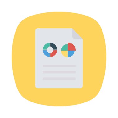 rapor Belge grafikler düz simgesi beyaz arka plan, vektör, illüstrasyon izole