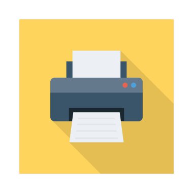 Yazıcı düz simgesi beyaz arka plan, vektör, illüstrasyon izole