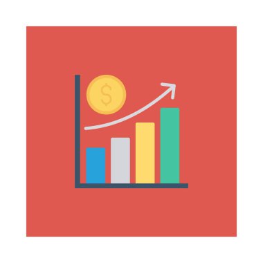 Beyaz arka plan, vektör, illüstrasyon izole artış ok ve doları para düz simgesi olan diyagramı