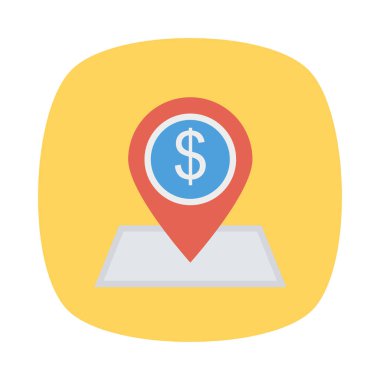 Konum işaretçisini harita düz simgesini beyaz arka plan, vektör, illüstrasyon izole