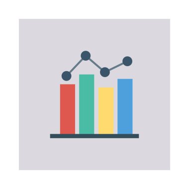 Analitik grafik düz simgesi beyaz arka plan, vektör, illüstrasyon izole