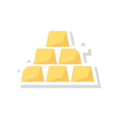 Altın külçeler düz simgesi beyaz arka plan, vektör, illüstrasyon izole