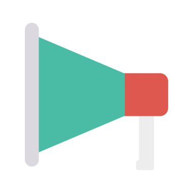 megafon düz simgesi izole beyaz arka plan, vektör, illüstrasyon, kavram 