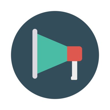 megafon düz simgesi izole beyaz arka plan, vektör, illüstrasyon, kavram 