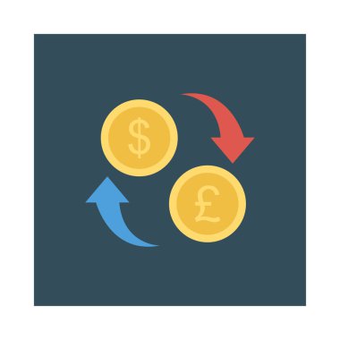 okları ile dolar ve Sterlini sikke simge izole beyaz arka plan, vektör, illüstrasyon, Döviz Alım Satım kavramı üzerinde düz 