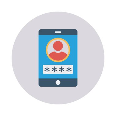 parola düz simgesi beyaz arka plan, vektör, illüstrasyon izole ile Smartphone perde