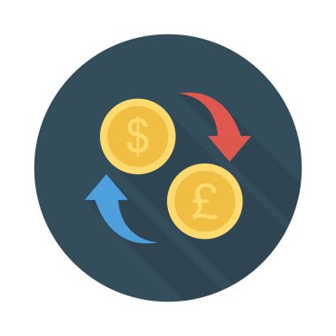 okları ile dolar ve Sterlini sikke simge izole beyaz arka plan, vektör, illüstrasyon, Döviz Alım Satım kavramı üzerinde düz 