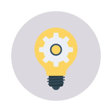 fikir ampul beyaz arka plan, vektör, illüstrasyon izole dişli sembolü düz simgesi olan