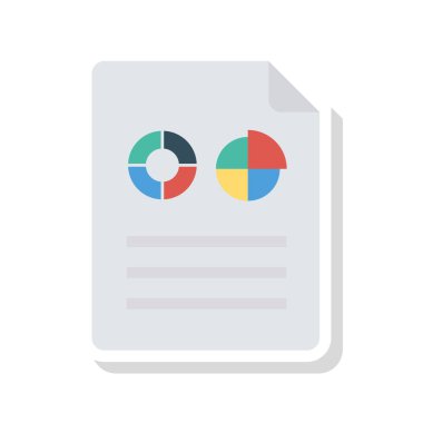 rapor Belge grafikler düz simgesi beyaz arka plan, vektör, illüstrasyon izole