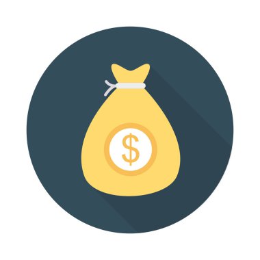 Beyaz arka plan, vektör, illüstrasyon izole doları çanta düz simgesi 