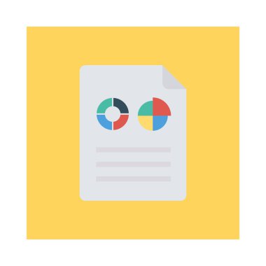 rapor Belge grafikler düz simgesi beyaz arka plan, vektör, illüstrasyon izole