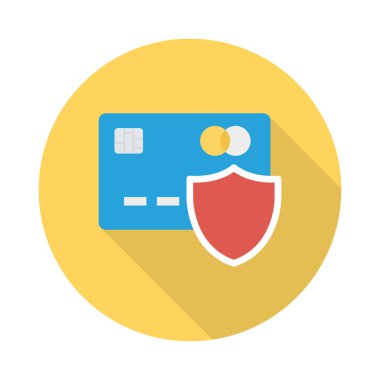 kalkan düz simgesi beyaz arka plan, vektör, illüstrasyon izole kart ödeme