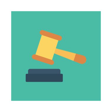 Açık artırma çekiç düz simgesi izole beyaz arka plan, vektör, illüstrasyon, kavram