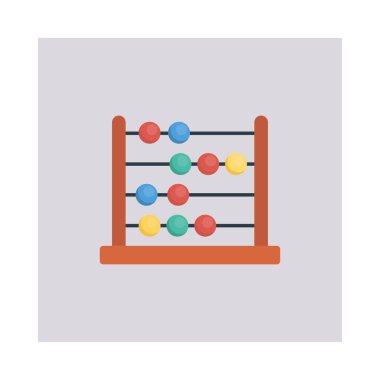 Abaküs düz simgesi izole beyaz arka plan, vektör, illüstrasyon, hesaplama kavramı 