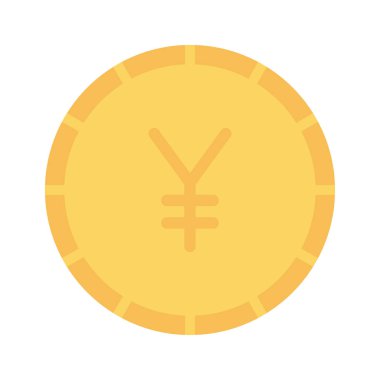 Altın yen düz simgesi izole beyaz arka plan, vektör, illüstrasyon, para birimi kavramı üzerinde sikke 