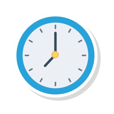 Beyaz arka plan, vektör, illüstrasyon izole saat düz simgesi