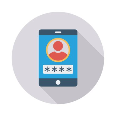 parola düz simgesi beyaz arka plan, vektör, illüstrasyon izole ile Smartphone perde