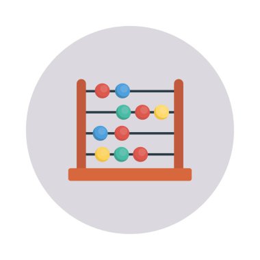 Abaküs düz simgesi izole beyaz arka plan, vektör, illüstrasyon, hesaplama kavramı 