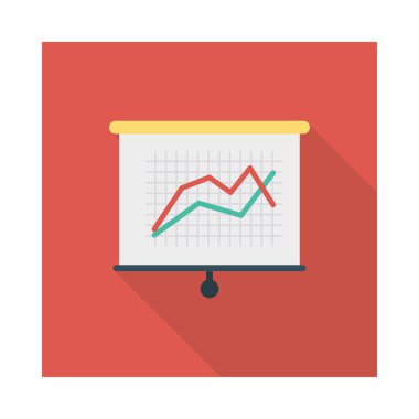 sunu kurulu ile grafik düz simgesi beyaz arka plan, vektör, illüstrasyon izole