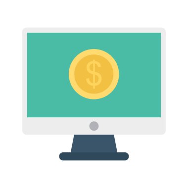 ekran beyaz arka plan, vektör, illüstrasyon izole Doları para düz simgesi olan 