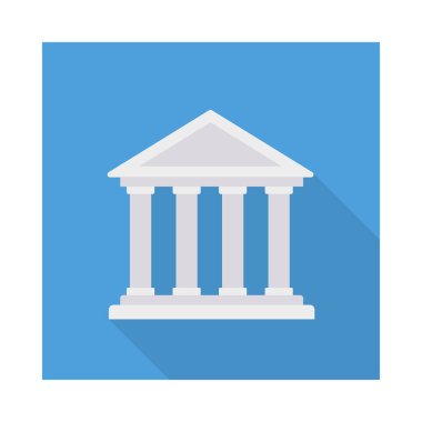 banka düz simgesi izole beyaz arka plan, vektör, illüstrasyon, ekonomi kavramı 