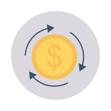 Doları para transferi oklar düz simgesi beyaz arka plan, vektör, illüstrasyon izole değişimi