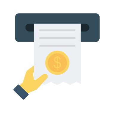 Fatura düz simgesi beyaz arka plan, vektör, illüstrasyon izole tutan el