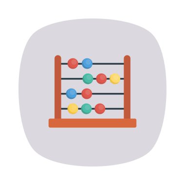 Abaküs düz simgesi izole beyaz arka plan, vektör, illüstrasyon, hesaplama kavramı 
