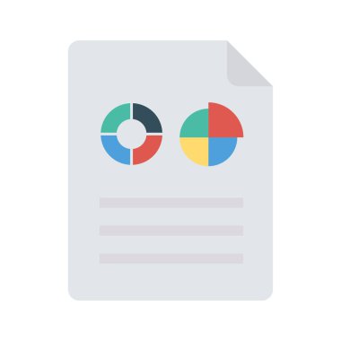 rapor Belge grafikler düz simgesi beyaz arka plan, vektör, illüstrasyon izole