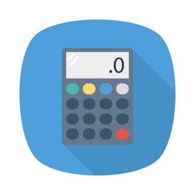 hesap makinesi düz simgesi beyaz arka plan, vektör, illüstrasyon izole