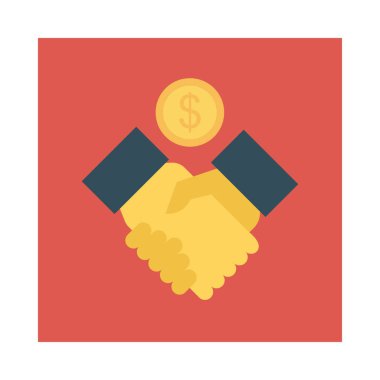 Ortaklar karşılıklı Doları para düz simgesi izole beyaz arka plan, vektör, illüstrasyon, anlaşma kavramı ile  