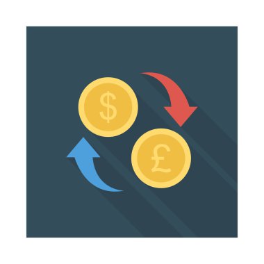 okları ile dolar ve Sterlini sikke simge izole beyaz arka plan, vektör, illüstrasyon, Döviz Alım Satım kavramı üzerinde düz 