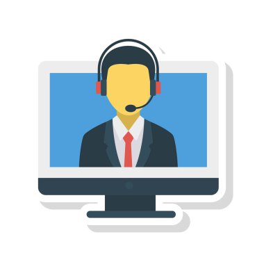 bilgisayar ekran düz simgesi beyaz arka plan, vektör, illüstrasyon izole işveren destek