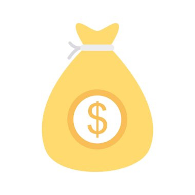 Beyaz arka plan, vektör, illüstrasyon izole doları çanta düz simgesi 