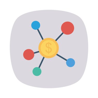 Beyaz arka plan, vektör, illüstrasyon izole Doları para düz simgesi olan ağ bağlantısı