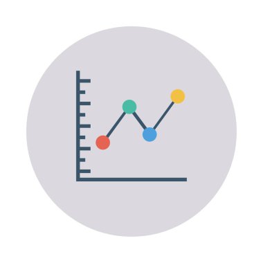 Analitik grafik düz simgesi beyaz arka plan, vektör, illüstrasyon izole