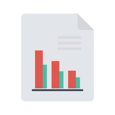 rapor Belge düz simgesi beyaz arka plan, vektör, illüstrasyon izole