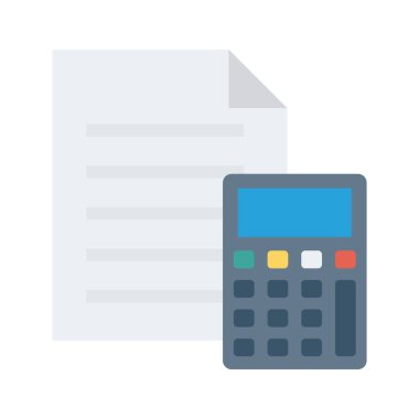 hesap makinesi ile izole beyaz arka plan, vektör, illüstrasyon, ekonomi kavramı üzerinde belge düz simgesi  