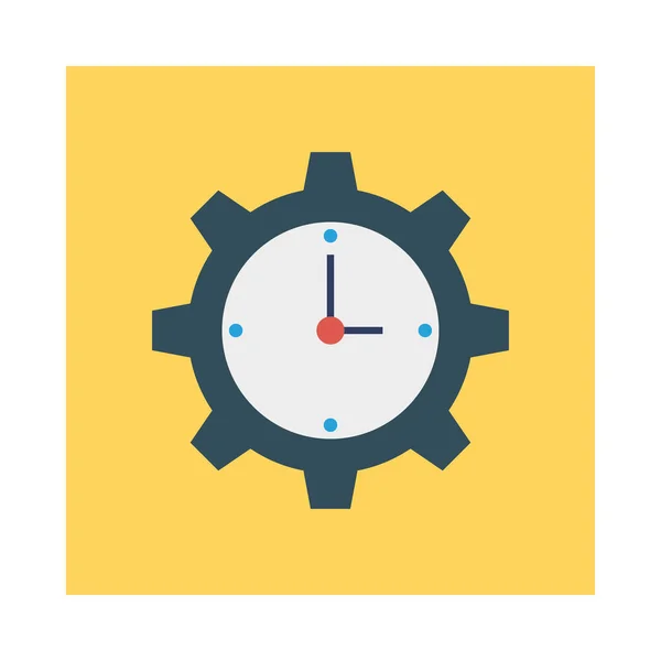 Reloj Con Engranaje Icono Plano Aislado Sobre Fondo Blanco Vector — Vector de stock