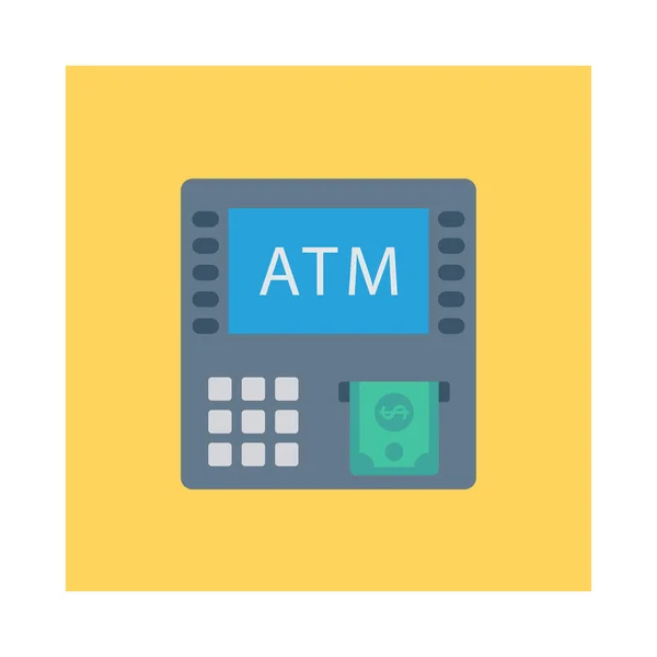Atm Machine Flat Icon Isolated White Background Vector Illustration — Stock Vector