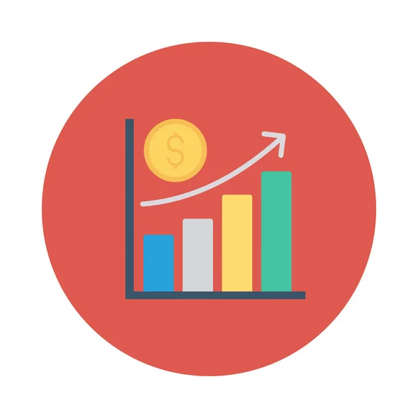 Diagrama Com Aumento Seta Dólar Ícone Moeda Plana Isolado Fundo — Vetor de Stock