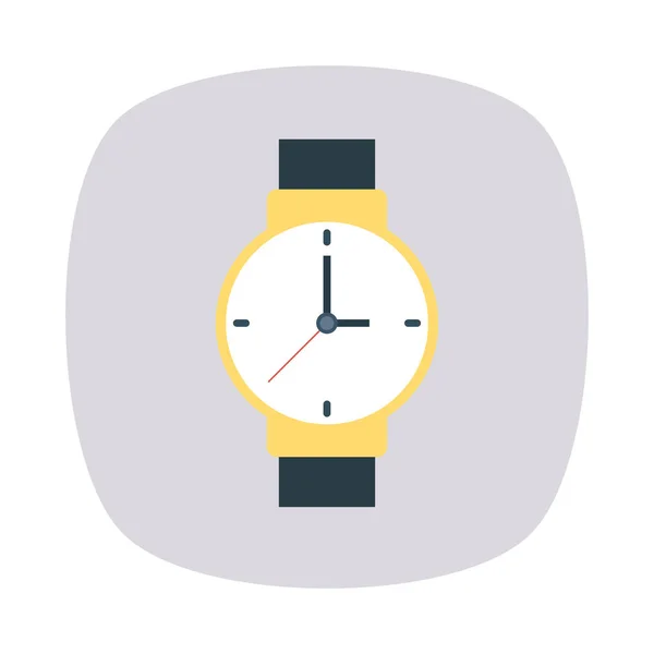 Horloge Plat Pictogram Geïsoleerd Een Witte Achtergrond Vector Illustratie — Stockvector