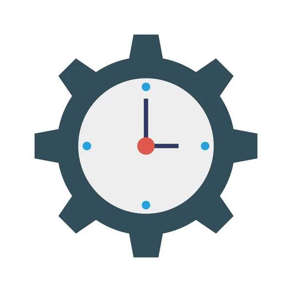 Reloj Con Engranaje Icono Plano Aislado Sobre Fondo Blanco Vector — Vector de stock