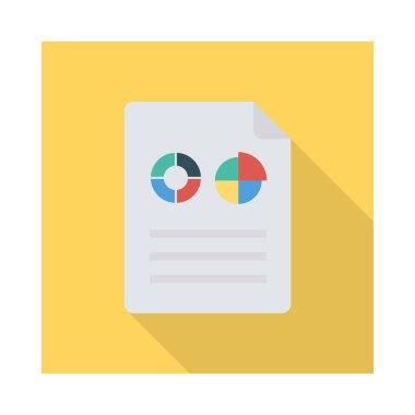 rapor Belge grafikler düz simgesi beyaz arka plan, vektör, illüstrasyon izole