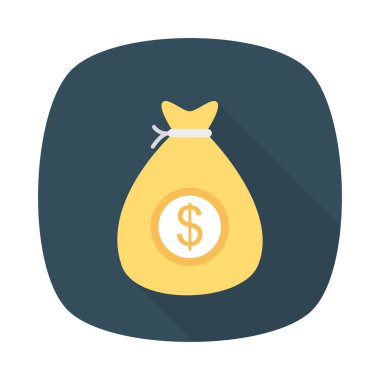 Beyaz arka plan, vektör, illüstrasyon izole doları çanta düz simgesi 