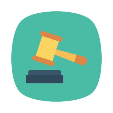 Açık artırma çekiç düz simgesi izole beyaz arka plan, vektör, illüstrasyon, kavram