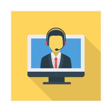 bilgisayar ekran düz simgesi beyaz arka plan, vektör, illüstrasyon izole işveren destek