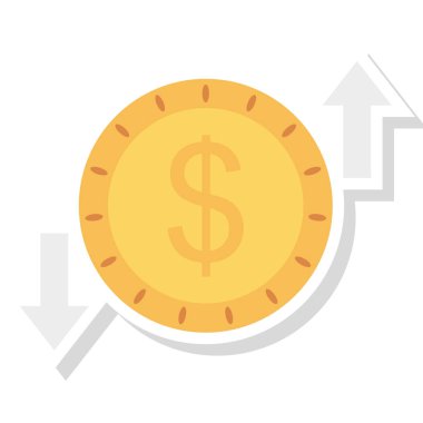 Doları para transferi oklar düz simgesi beyaz arka plan, vektör, illüstrasyon izole değişimi